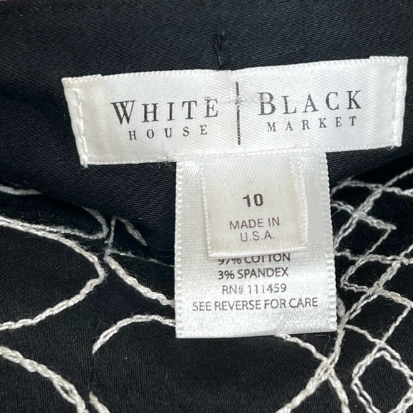 White House Black Market Embroidered Cotton Flare Skirt Sz 10 - Picture 3 of 4